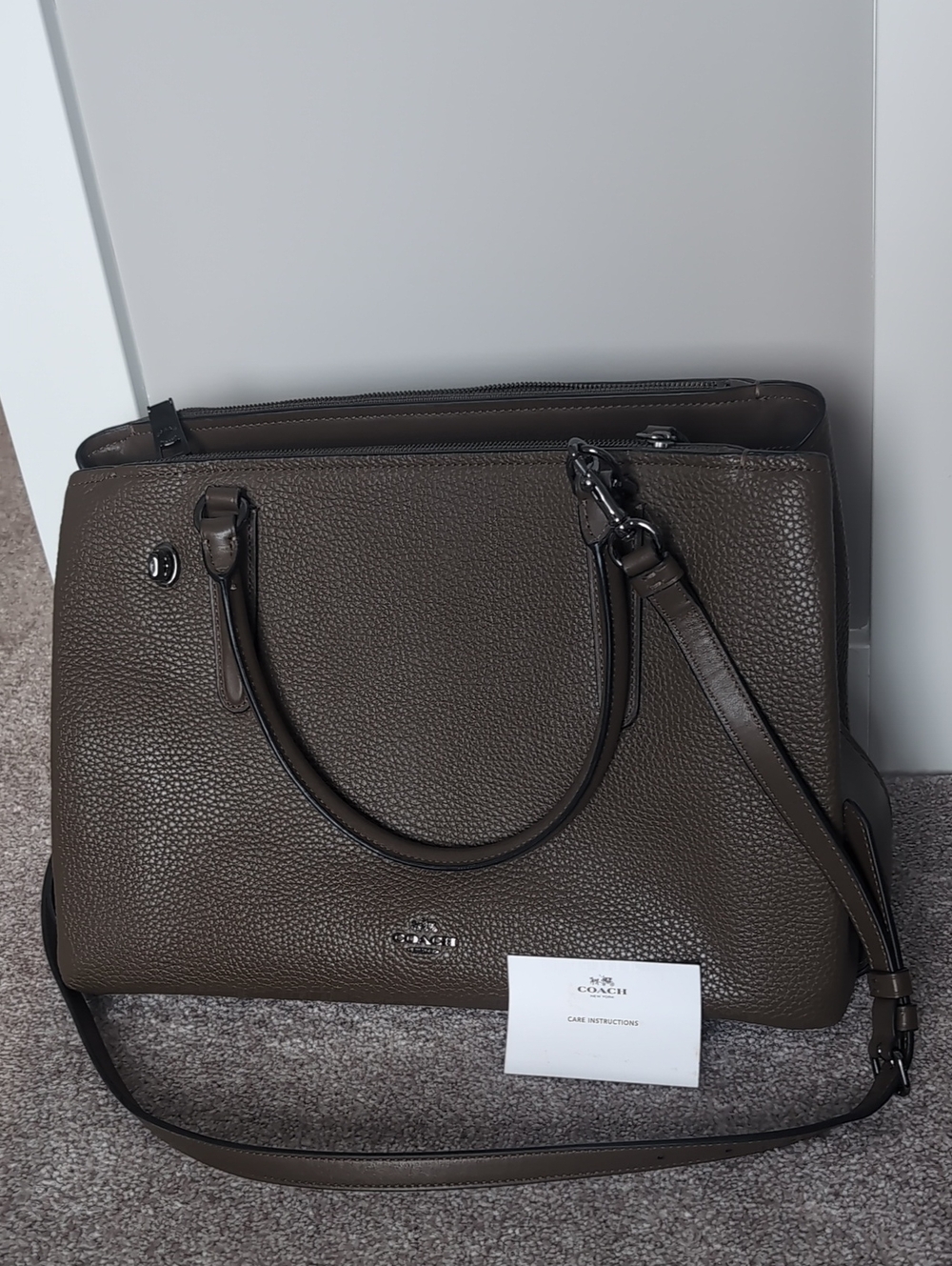 Coach Pebbled Leather Satchel in Olive
